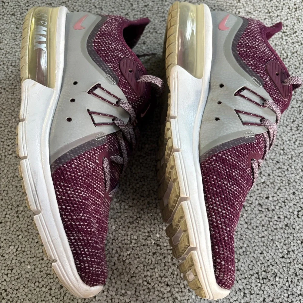 Nike Air Max Sequent 3 Women Purple Gray Running Shoes Athletic Athleisure